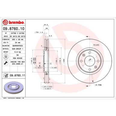 70 481 020 Bremsscheibe VA | CITROEN C3,C4,Xsara,Berlingo,PEUG 99 | 09.8760.11