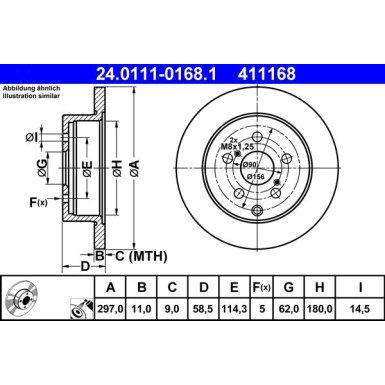 Bremsscheibe Toyota T. Verso 1.6-2.2 D-4D 09 | 24.0111-0168.1