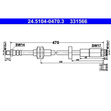 ATE Bremsschlauch | 24.5104-0470.3