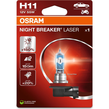 H11 12V 55W PGJ19-2 NIGHT BREAKER LASER +150% 1 Stück