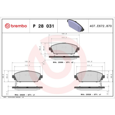 BREMBO Bremsklötze VA | HONDA Accord, Civic 97-06 | P 28 031