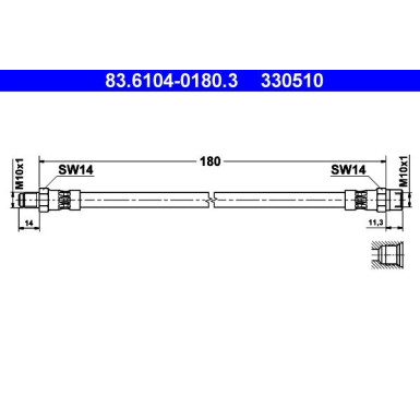 ATE Bremsschlauch | 83.6104-0180.3