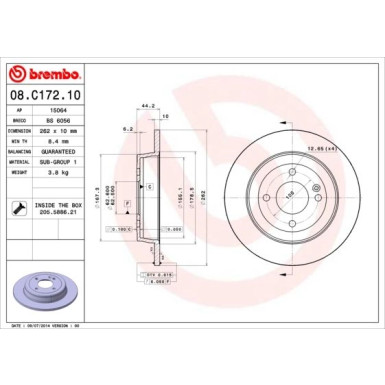 Bremsscheibe HA | HYUNDAI Accent, i20 KIA Rio 11 | 08.C172.10