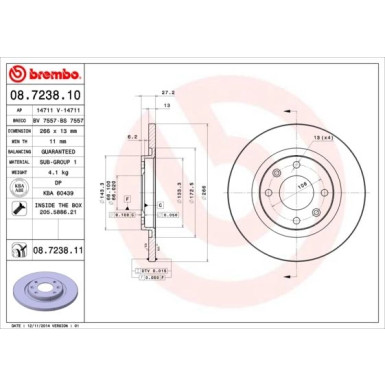 70 481 003 Bremsscheibe VA | CITROEN Berlingo,C2,C3,PEUG 96 | 08.7238.11