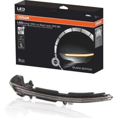 Osram | LEDRiving® Dynamische LED Spiegelblinker Seat Leon 5F, Ibiza KJ, Arona KJ - Black Edition | LEDDMI 5F0 BK