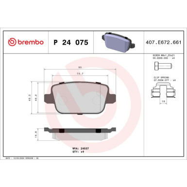 BREMBO Bremsklötze Xtra HA | FORD Focus, Galaxy, S-Max 04-15 | P 24 075X