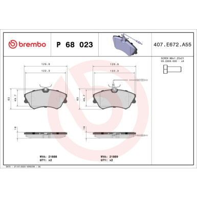 BREMBO Bremsklötze VA | RENAULT Espace 96-02 | P 68 023