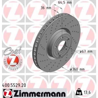 ZIMMERMANN Bremsscheibe | 400.5529.20