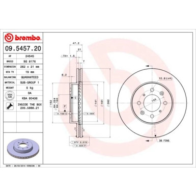 86 481 001 Bremsscheibe VA | HONDA Concerto 89 | 09.5457.20