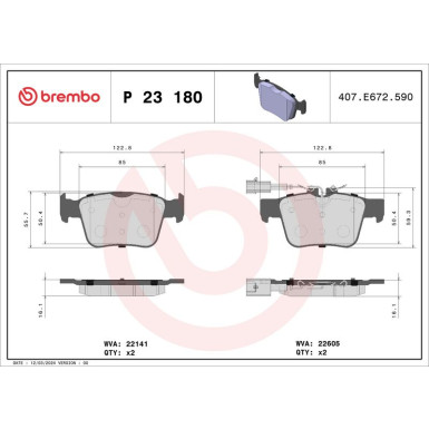 BREMBO Bremsklötze HA | ALFA Giulia, Stelvio 15 | P 23 180