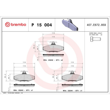 BREMBO Bremsklötze HA | SSANGYONG Korando, Rexton 02-06 | P 15 004