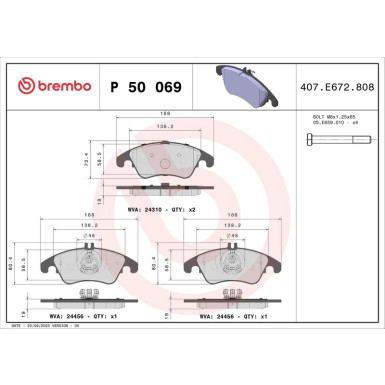 BREMBO Bremsklötze Xtra VA | MERCEDES C, E-Klasse SLK 07 | P 50 069X