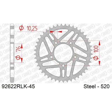 AFAM Kettenrad STAHL | für 520 | 92622RLK-45