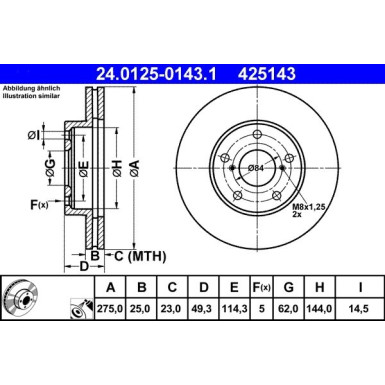 Bremsscheibe Toyota P. Rav4 1.8-2.4 4Wd 00-05 | 24.0125-0143.1