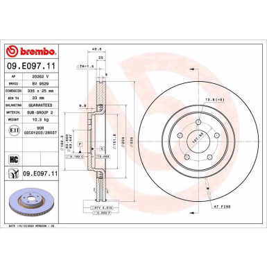 Bremsscheibe VA | FORD Focus 10 | 09.E097.11