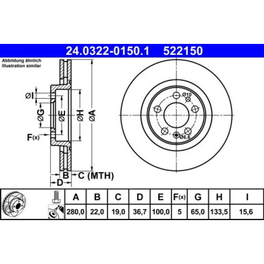 Bremsscheibe Vw P. Bora/Golf/New Beetle 97-10 Power Disc | 24.0322-0150.1