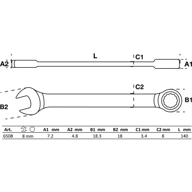 BGS Ratschenring-Maulschlüssel | SW 8 mm | 6508