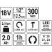 Akku-Schlagschrauber 18V 1/2 Max 300Nm 2200 1/Min Im Koffer Inkl. 1X2,0 Ah Li-Ion | YT-82804