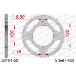 AFAM Kettenrad STAHL 50 Zähne | für 420 | 38101-50