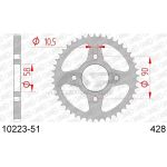AFAM Kettenrad STAHL 51 Zähne | für 428 | 10223-51
