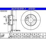 Bremsscheibe Audi S. 80 1.3-1.6 72-86 | 24.0110-0151.1