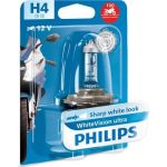 H4 12V 55W PX26d WhiteVision Ultra Moto 1st. Blister Philips | 12342WVUBW